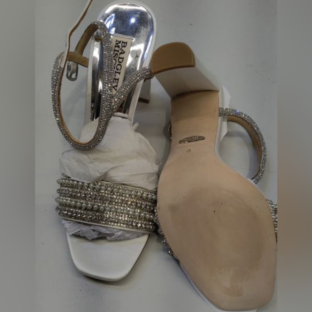Badgley Mischka Silver and White Rhinestone Heels!! - Picture 3 of 5